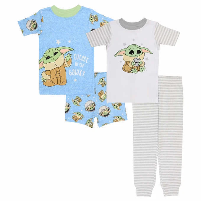Star Wars Mandalorian Baby Yoda 4 Piece Cotton Pajama Set Size 3T