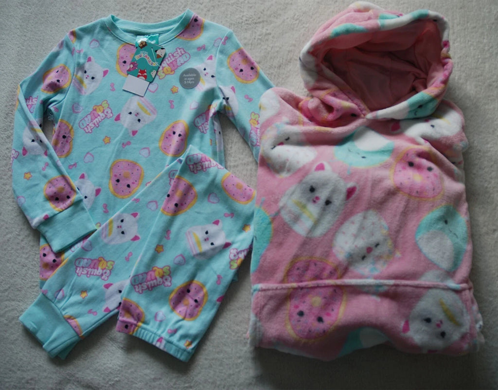 Squishmallows Kids Pyjamas & Snuggle Fleece Hoodie Set 3 Pieces Girls