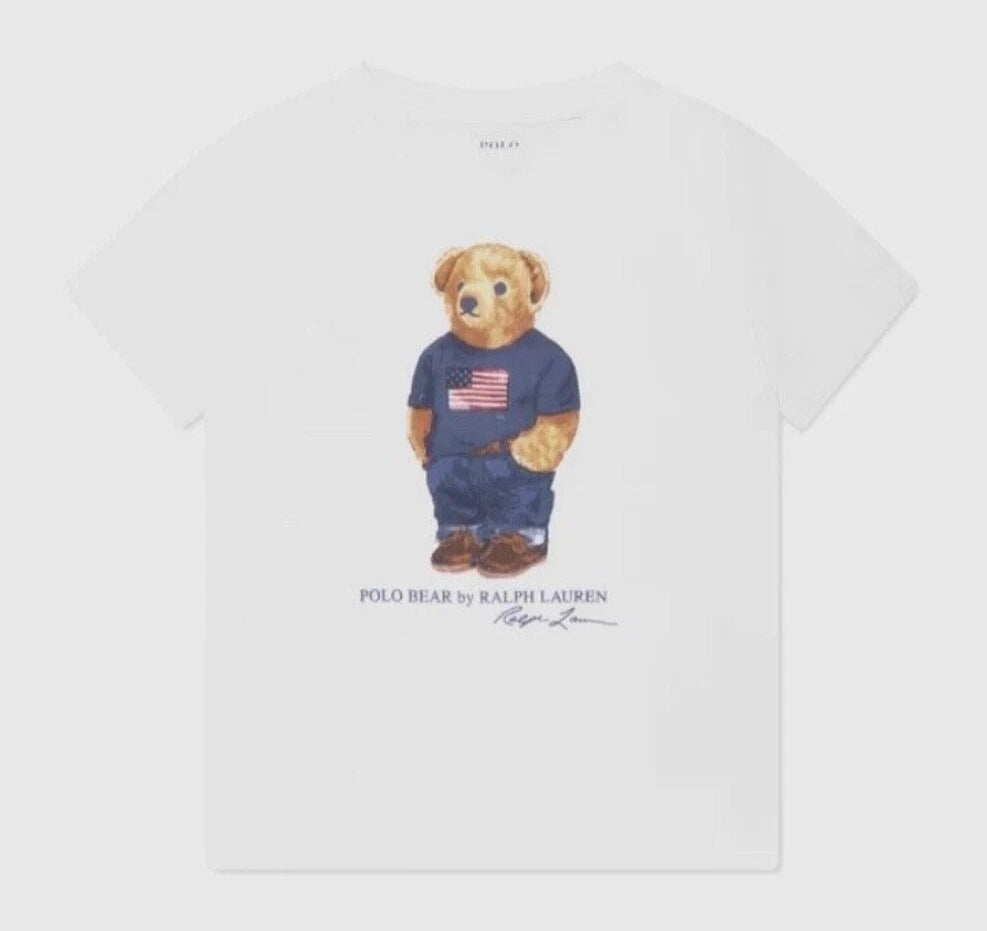 Kids / Boys Ralph Lauren Polo Bear Pajama Set Shorts White Blue Sizes 5, 6 & 7