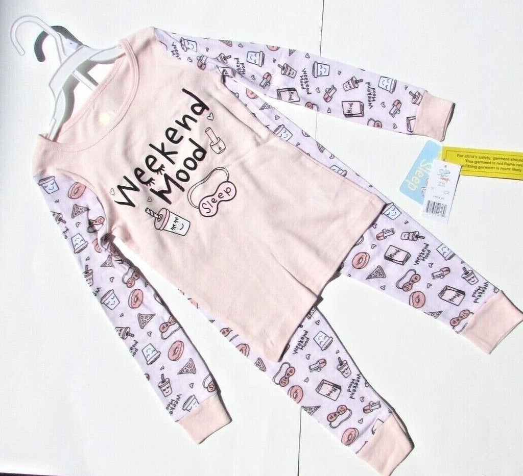 Sol Sleep Girls 2pc Pink Pajama Set GP5-3116 Weekend Mood Sleep Sizes: 5 6 & 6X