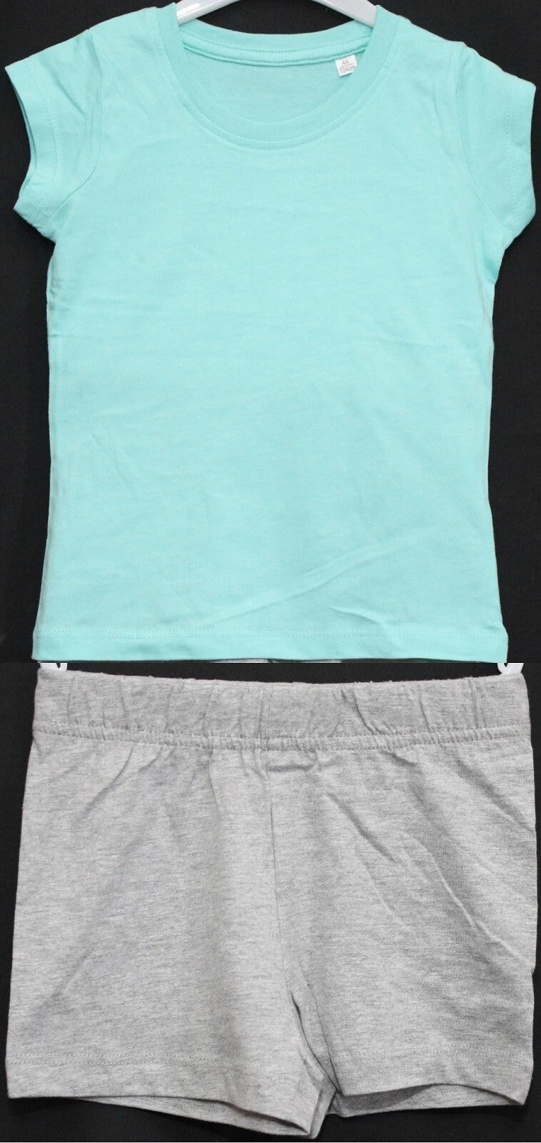 2 Pairs of Girls Plain Short Pyjamas /Mix & Match Shorty PJs in Sizes 3-10 years
