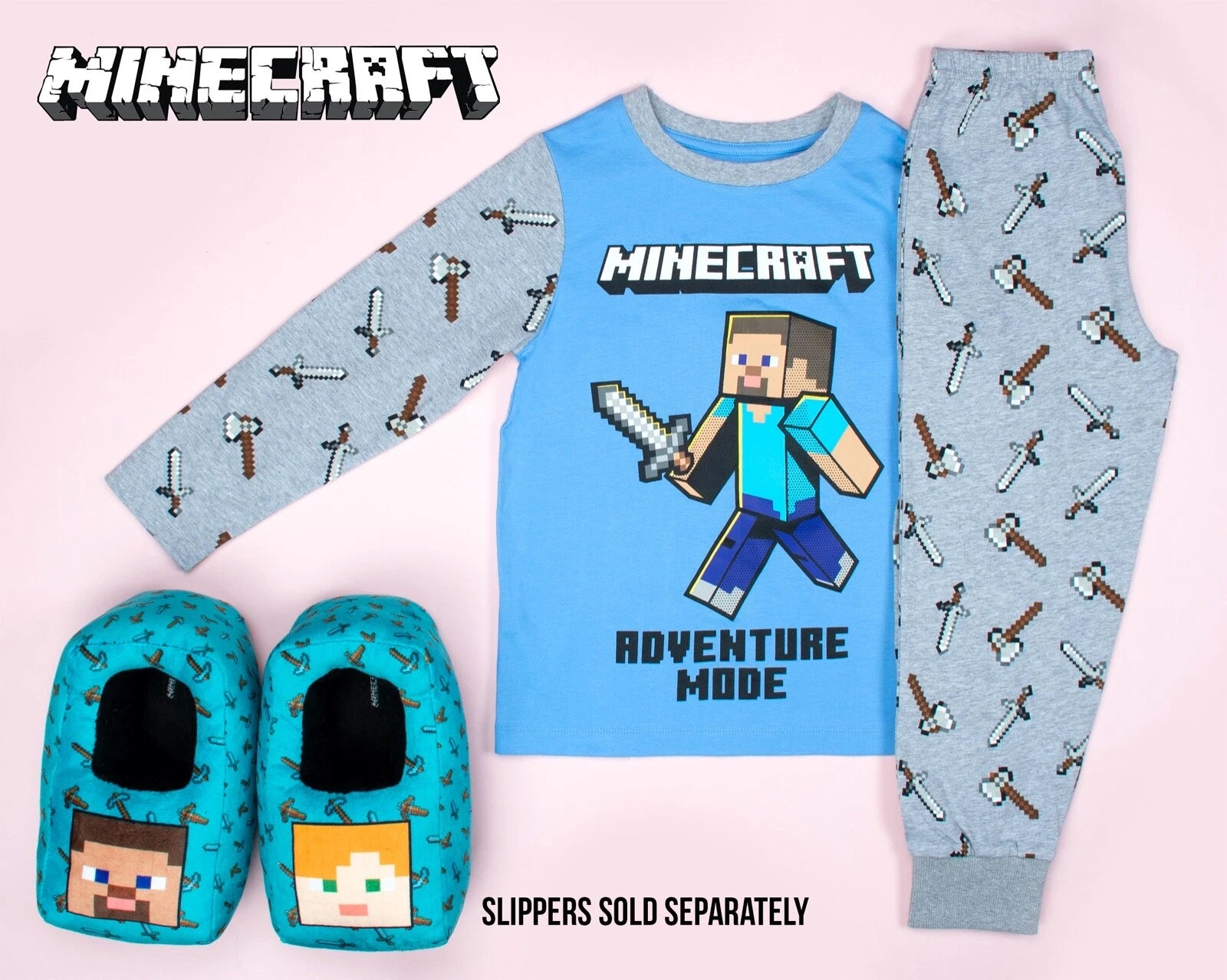 Minecraft Pyjama for Boys Long Sleeve Cotton Winter PJ Set Christmas Gift