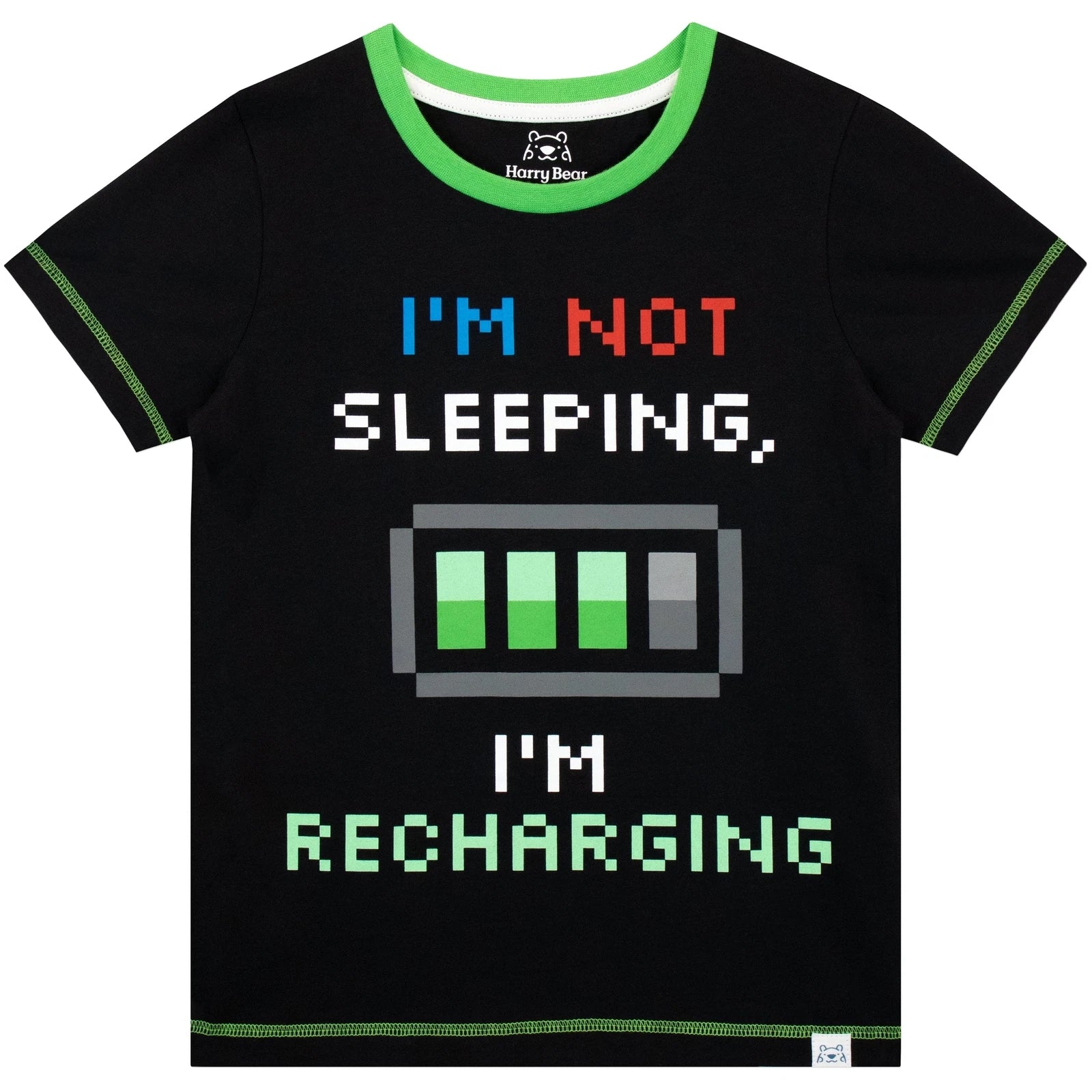 Glow In The Dark Pyjamas Kids Boys 6 7 8 9 10 11 12 13 Years PJs Set Black Green