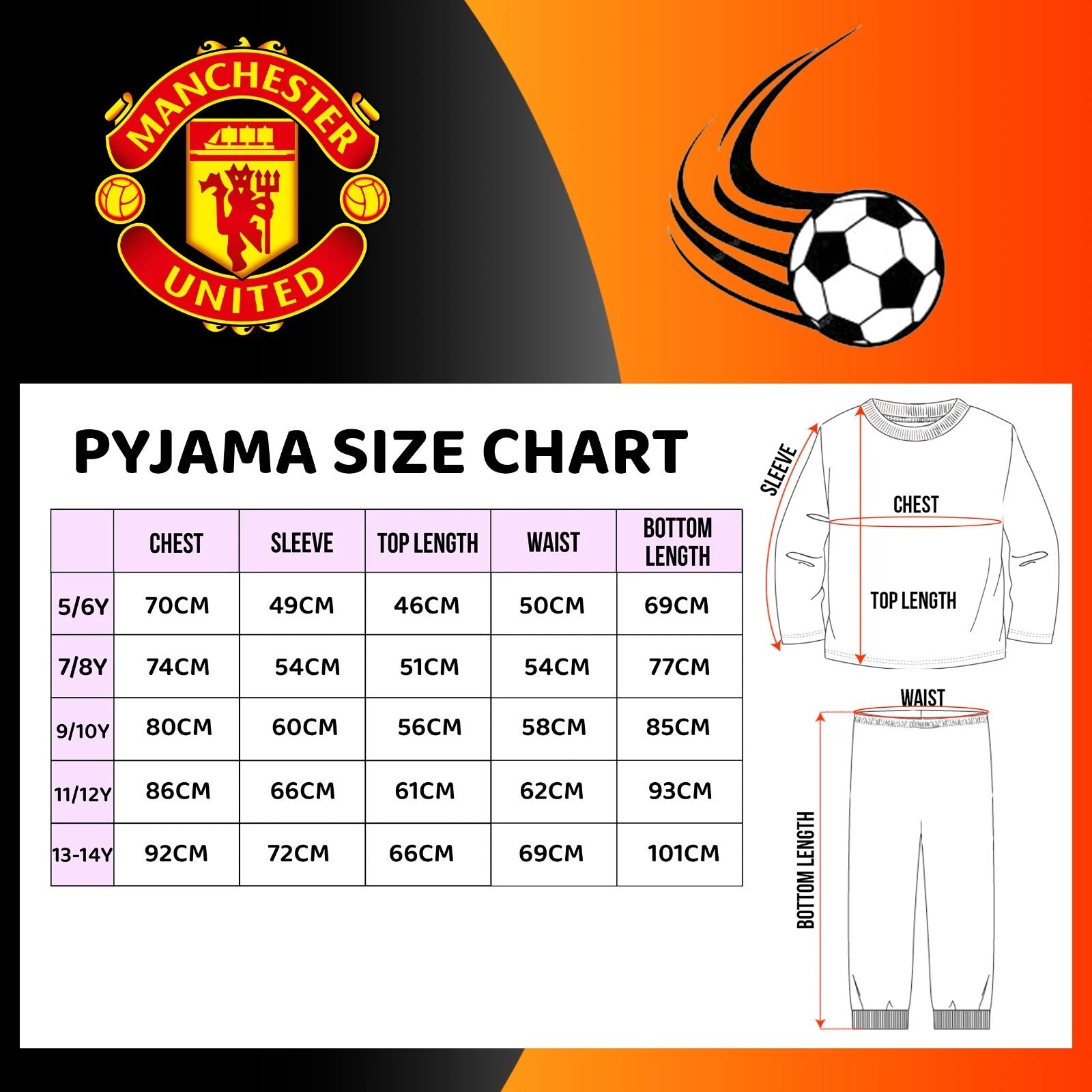 Manchester United Personalised Kids Pyjamas Long Sleeve PJ set for Boys Cotton