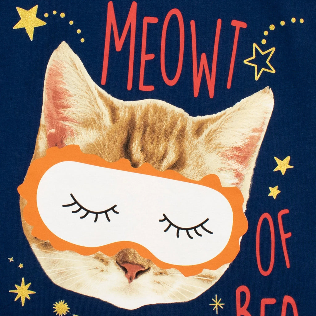 Sleepy Cat Pyjamas Kids Girls 6 7 8 9 10 11 12 13 Years Short PJs Sleepwear Red