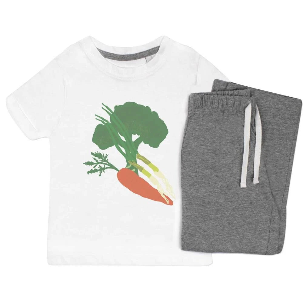 'Broccoli Carrots And Spring onions' Kids Nightwear / Pyjama Set (KP045829)