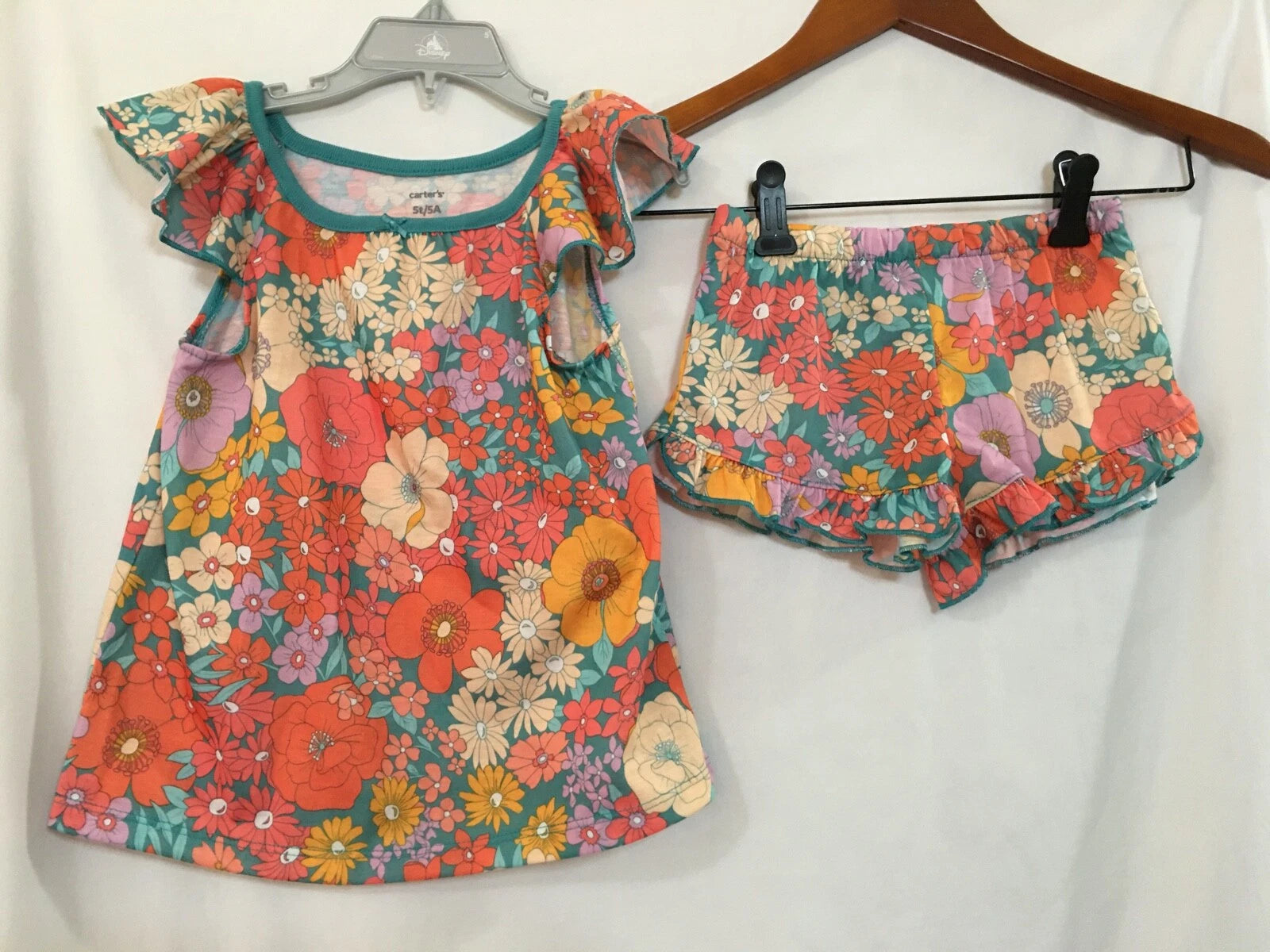 New Carter's Girls Floral  Poly Pajama 2 pc Set Toddler  sz 5T