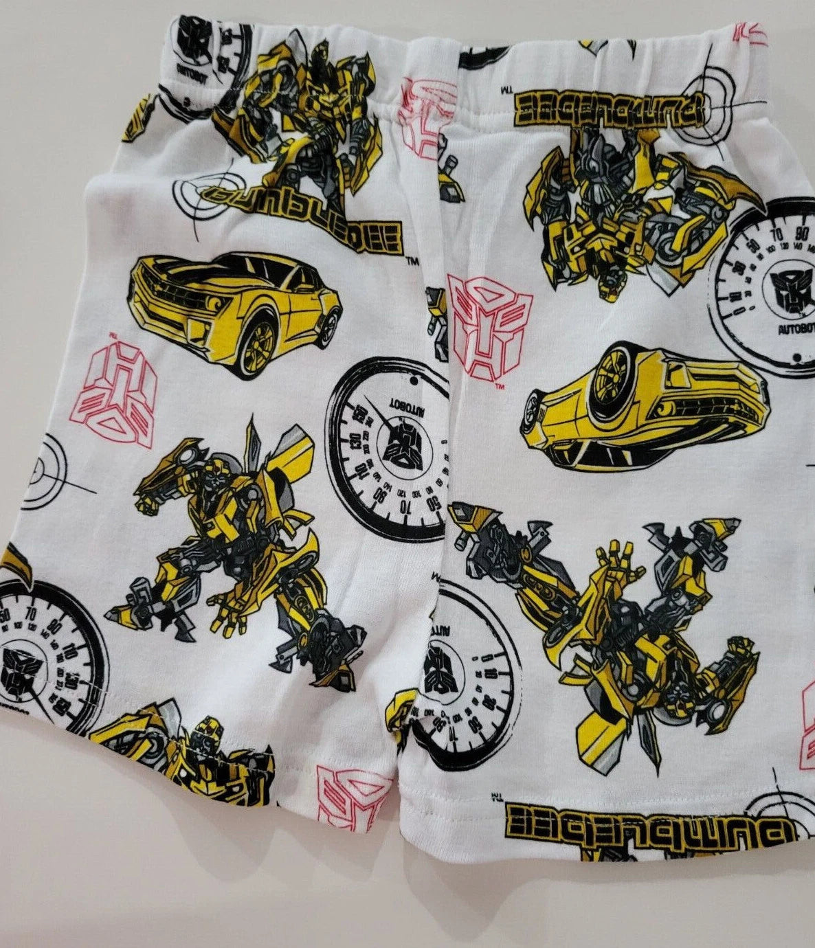 Boys Trans Formers Brand Gray Yellow White 2 Piece Pajama Short Set Size 6