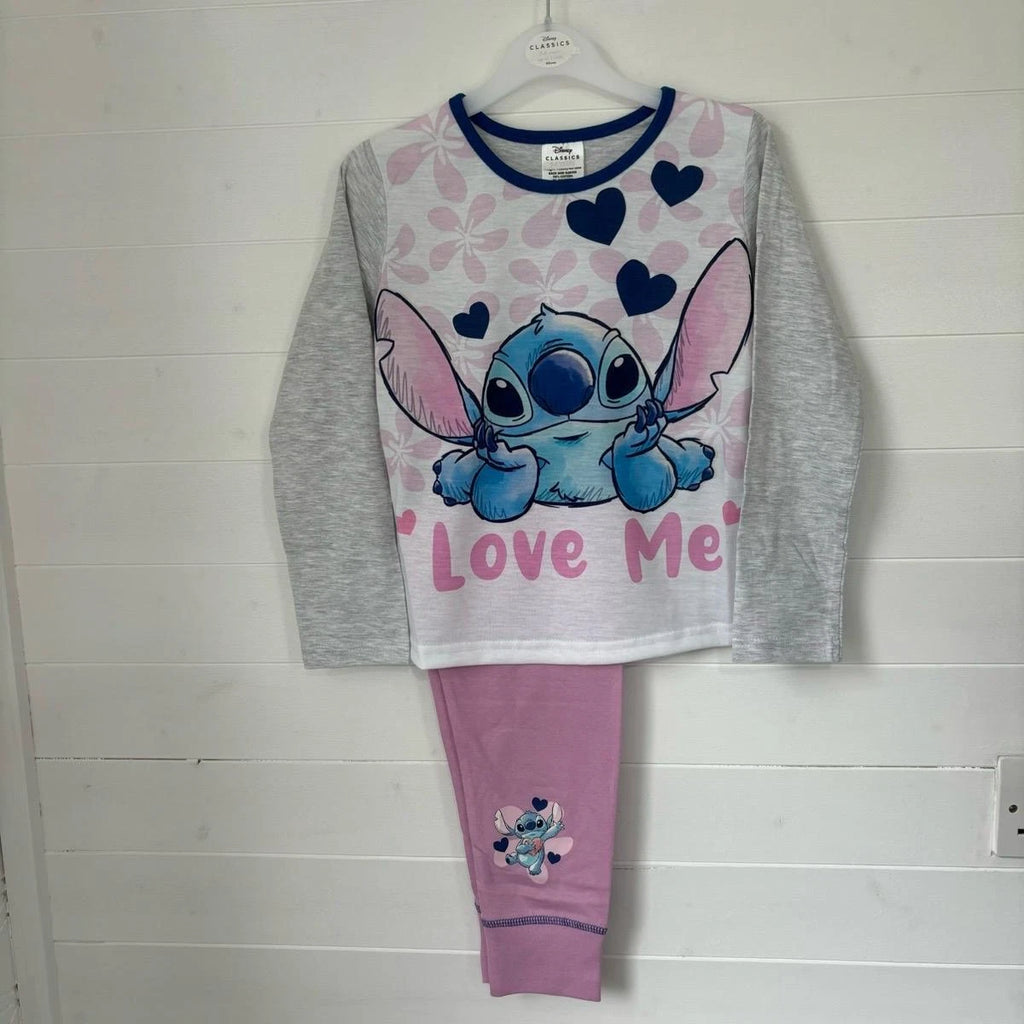 Disney Lilo And Stitch Pyjamas Girls Pjs Nightwear Kids Childrens Trousers Top