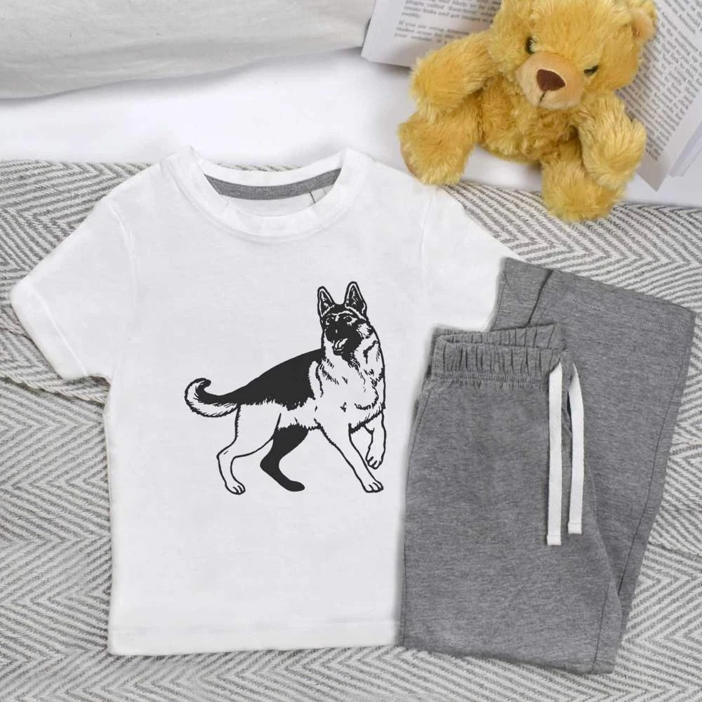 'Alsatian Dog' Kids Nightwear / Pyjama Set (KP016528)