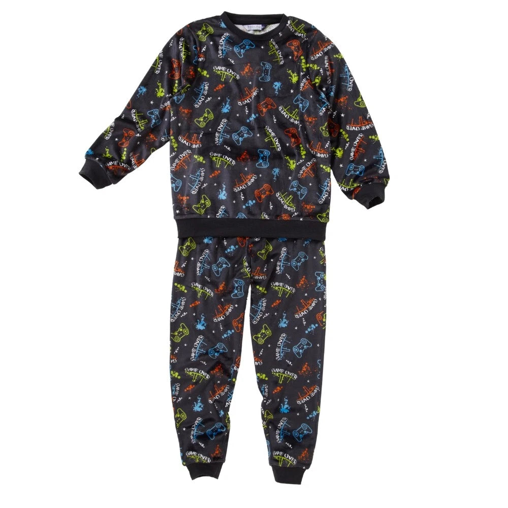 Boys Pyjama PJ Nightwear Sets 2 Piece Check Bottom Loungewear Short Long Bedlam