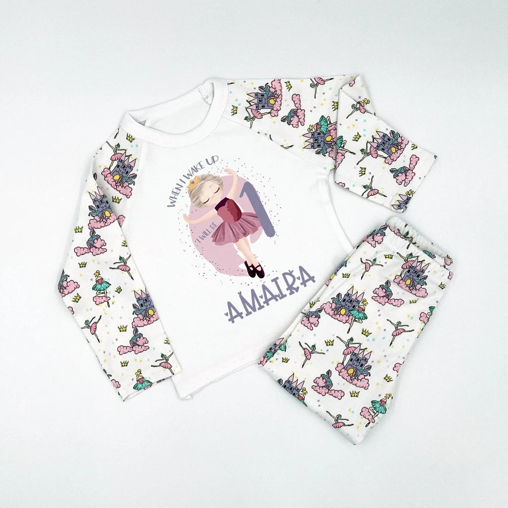 Personalised First Birthday Pyjamas Ballerina When I Wake Up I Will Be One PJ's