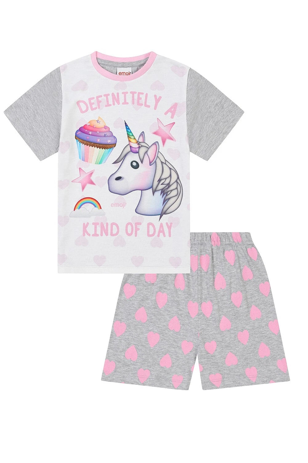 Girls Emoji 'Definitely a Unicorn Cupcake Kind Of Day' Short Pyjamas