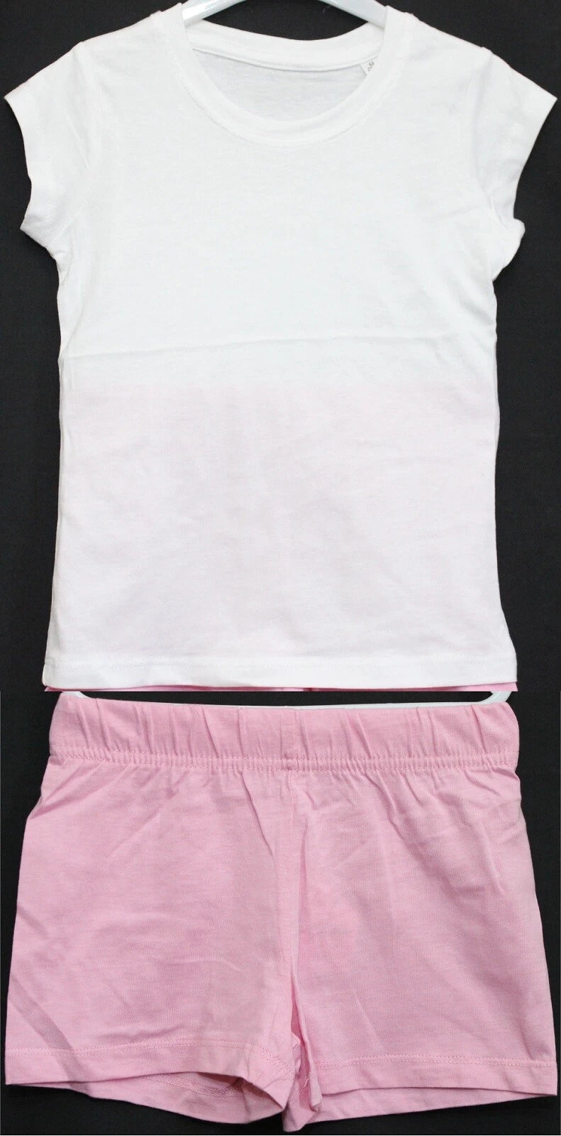 2 Pairs of Girls Plain Short Pyjamas /Mix & Match Shorty PJs in Sizes 3-10 years