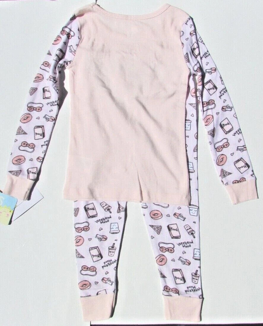 Sol Sleep Girls 2pc Pink Pajama Set GP5-3116 Weekend Mood Sleep Sizes: 5 6 & 6X