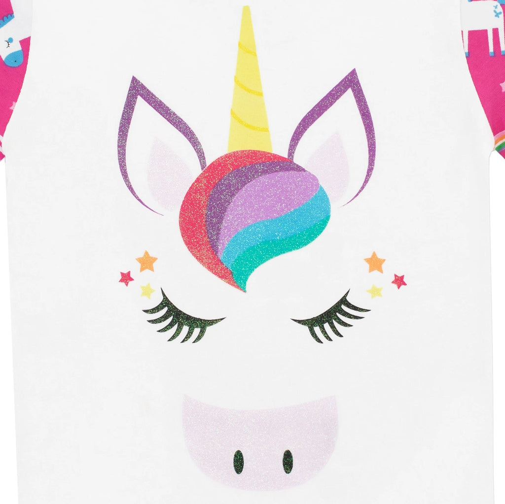 Rainbow Glitter Unicorn Pyjamas  5 6 7 8 9 10 11 12 Years PJs Nightwear Pink