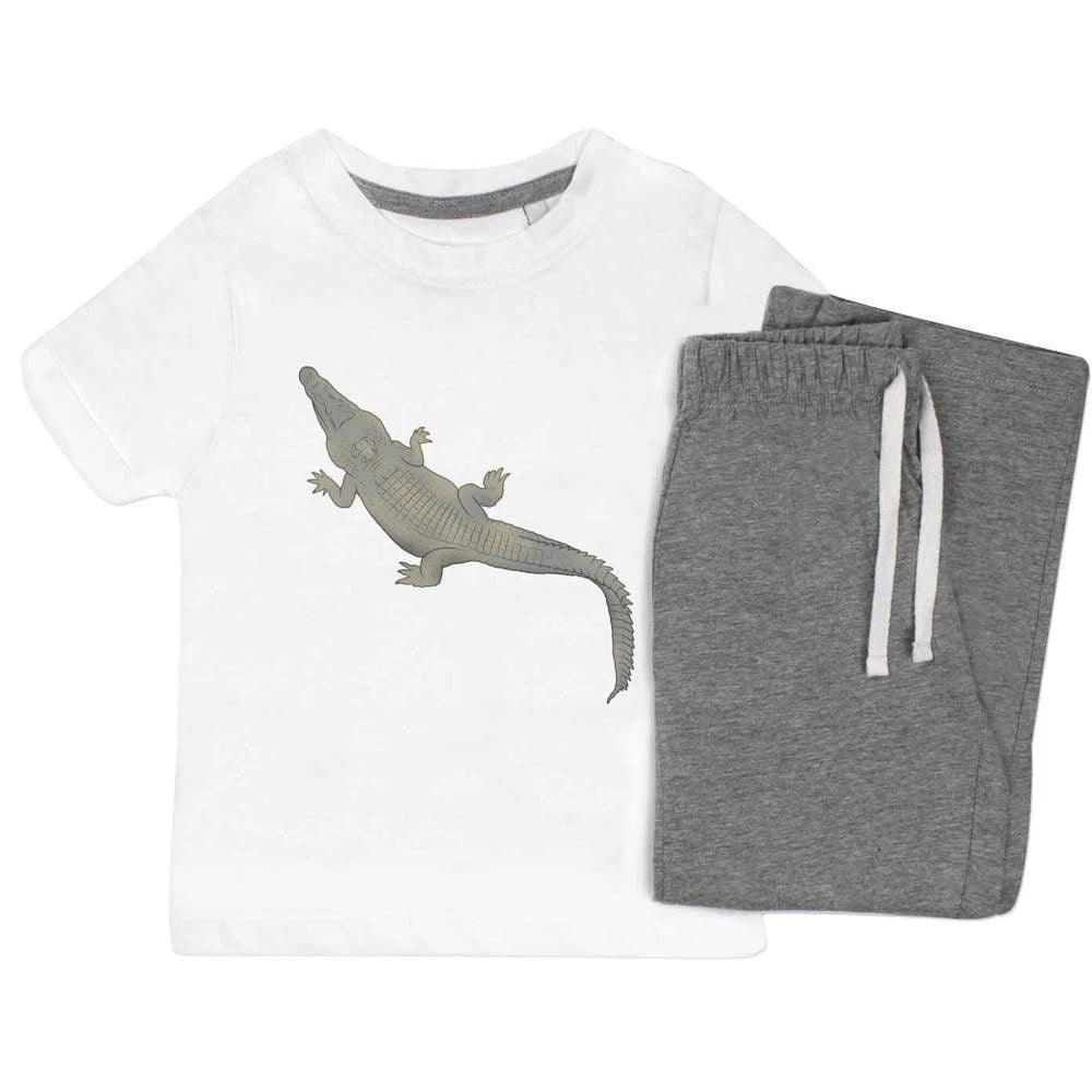 'Alligator Top View' Kids Nightwear / Pyjama Set (KP054607)