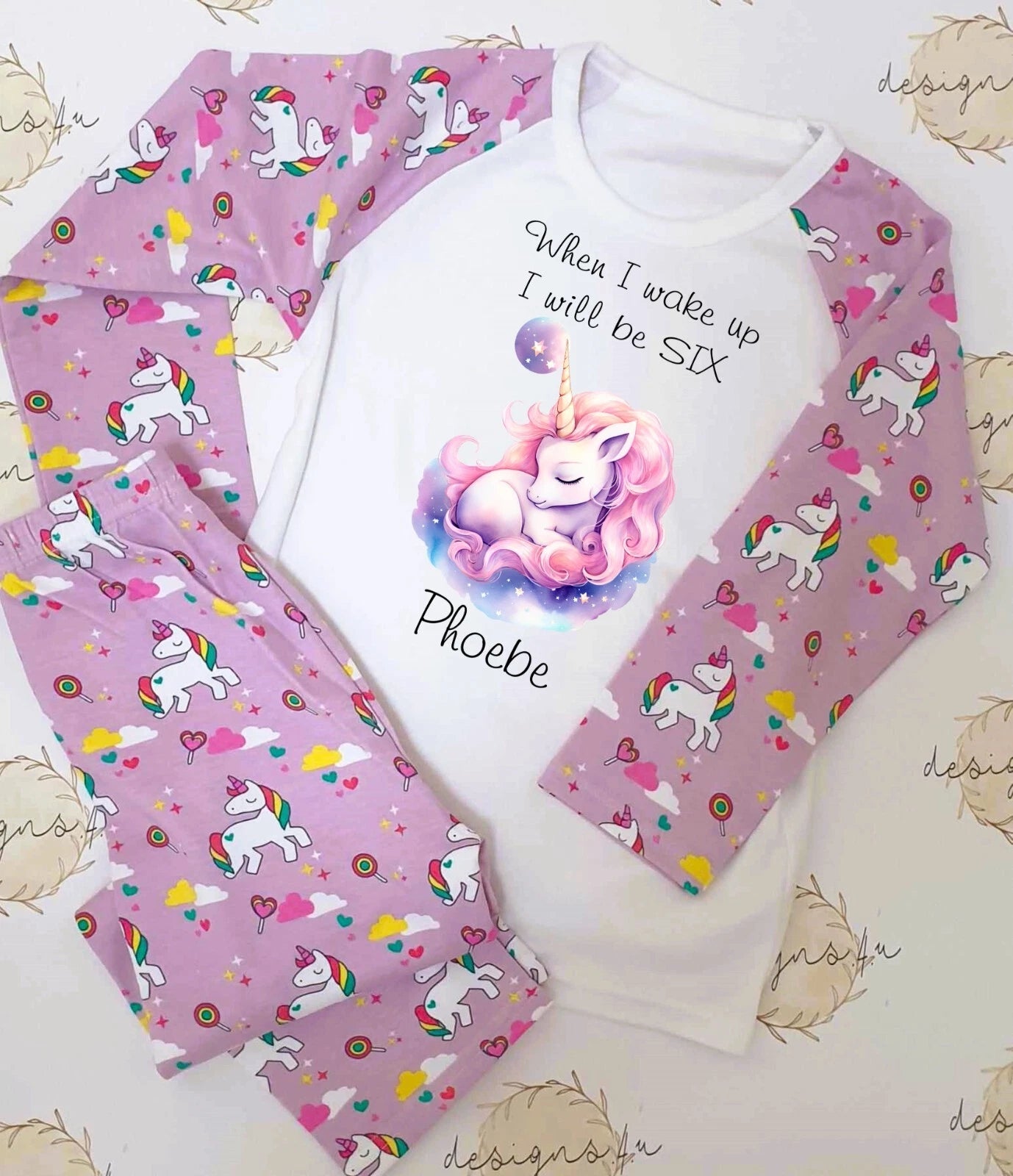 Personalised Children's When I Wake Up I Will Be 1,2,3,4,5,6,7,8 Unicorn Pyjamas