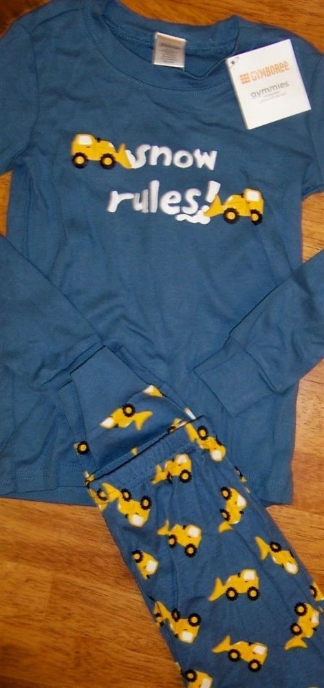 Pajama Set Blue Gymboree Snow Rules Gymmies Cotton Boy size 6 12 month New