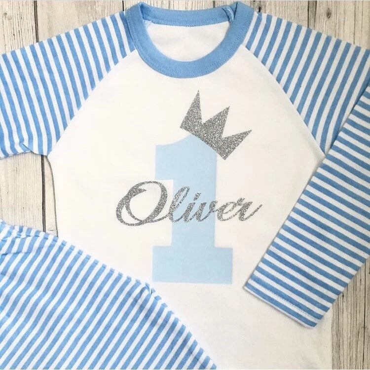 When I Wake Up I Will Be One Pjs Personalised First Birthday Boys Pyjamas 1st