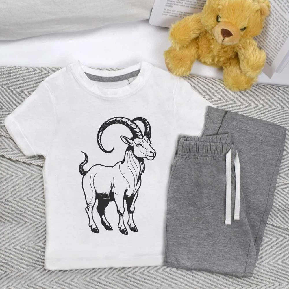 'Capricorn Standing Goat' Kids Nightwear / Pyjama Set (KP044816)
