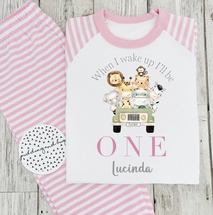 First birthday when i wake up i will be one pyjamas safari pjs jungle 1st