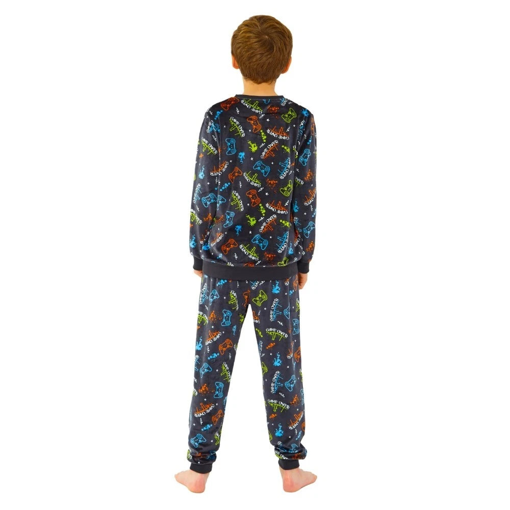 Boys Pyjama PJ Nightwear Sets 2 Piece Check Bottom Loungewear Short Long Bedlam