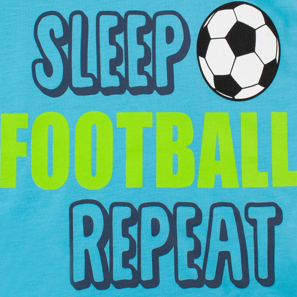 Eat Sleep Football Repeat Pyjamas Kids Boys Teens 12 13 Years PJs Blue Green