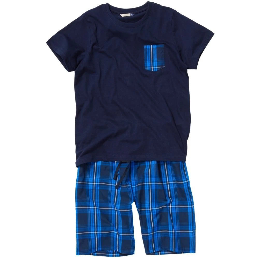 Boys Pyjama PJ Nightwear Sets 2 Piece Check Bottom Loungewear Short Long Bedlam