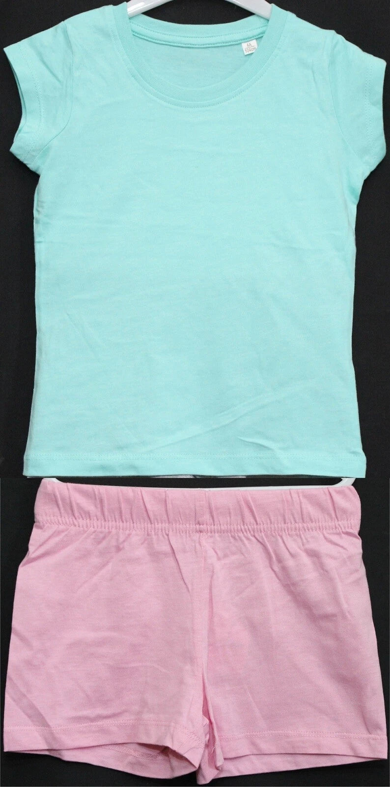 2 Pairs of Girls Plain Short Pyjamas /Mix & Match Shorty PJs in Sizes 3-10 years