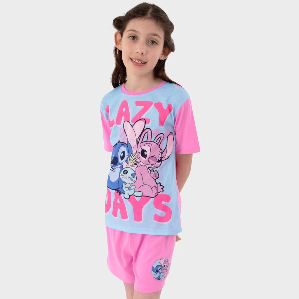 Disney Lilo And Stitch Pyjamas | Girls Stitch And Angel PJs | Lazy Days Pyjamas