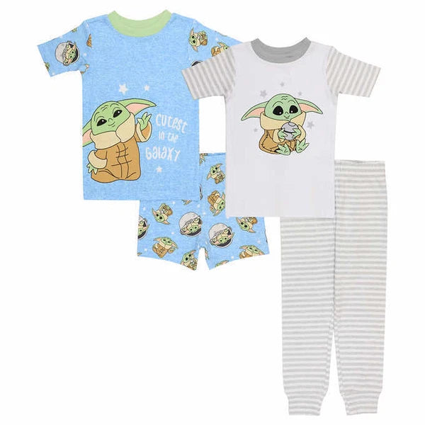 Star Wars Mandalorian Baby Yoda 4 Piece Cotton Pajama Set Size 3T