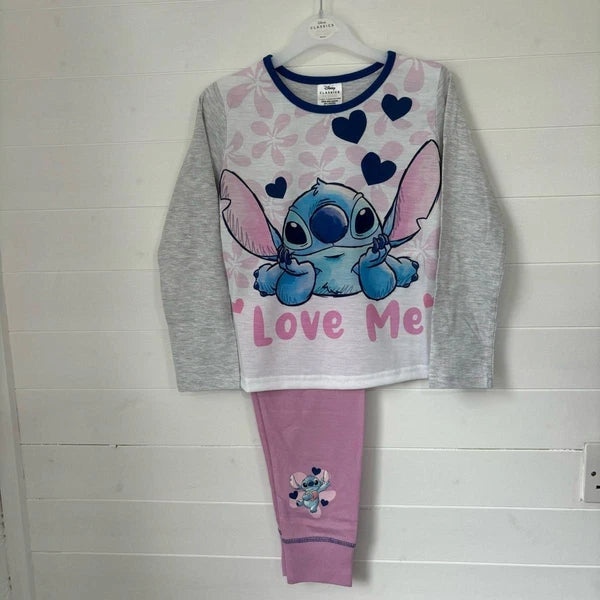 Disney Lilo And Stitch Pyjamas Girls Pjs Nightwear Kids Childrens Trousers Top