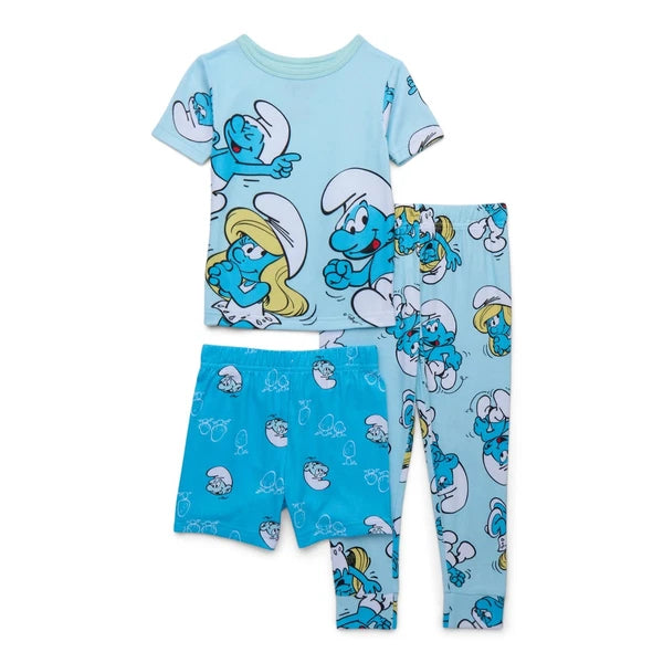 The Smurfs Toddler Boy's, Girl's 3-Piece Soft Polyester Character Pajama Set