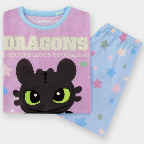 How To Train Your Dragon Pyjamas | Girls Short Pyjamas | Toothless Pjs For Girls