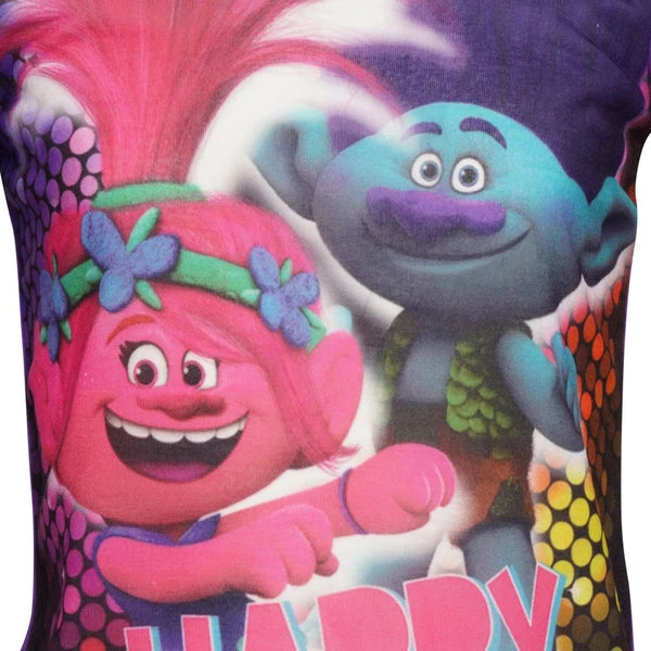 Girls Trolls Long Pyjamas Kids Childrens Full Length Pjs Nightwear Loungewear