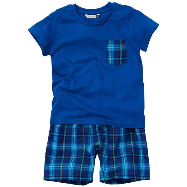 Boys Pyjama PJ Nightwear Sets 2 Piece Check Bottom Loungewear Short Long Bedlam