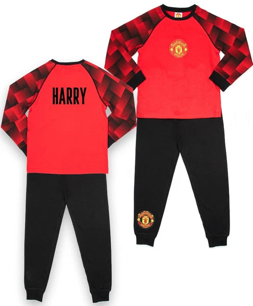 Manchester United Personalised Kids Pyjamas Long Sleeve PJ set for Boys Cotton