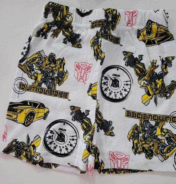 Boys Trans Formers Brand Gray Yellow White 2 Piece Pajama Short Set Size 6