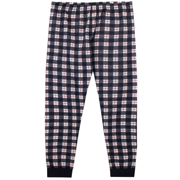 Boys Pyjamas Pyjama Set PJs 6- 13 Years Short Sleeve Chillin Check Gift Black