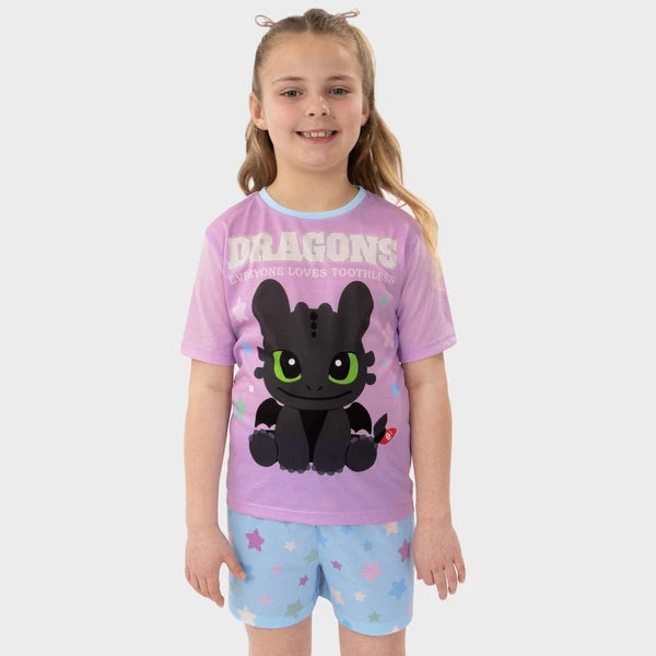 How To Train Your Dragon Pyjamas | Girls Short Pyjamas | Toothless Pjs For Girls