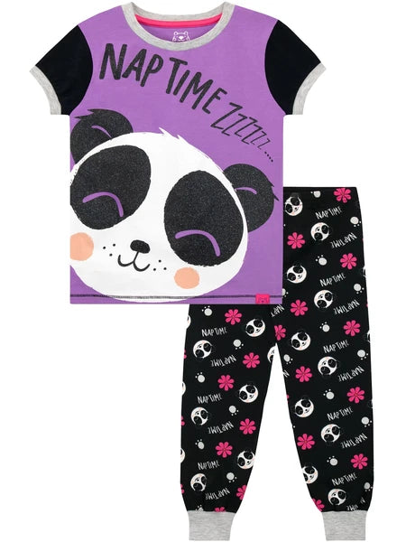 Happy Panda Pyjamas Kids Girls 6 7 8 9 10 11 12 13 Years PJs T-Shirt Trousers