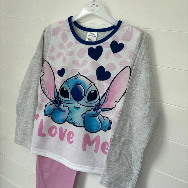 Disney Lilo And Stitch Pyjamas Girls Pjs Nightwear Kids Childrens Trousers Top