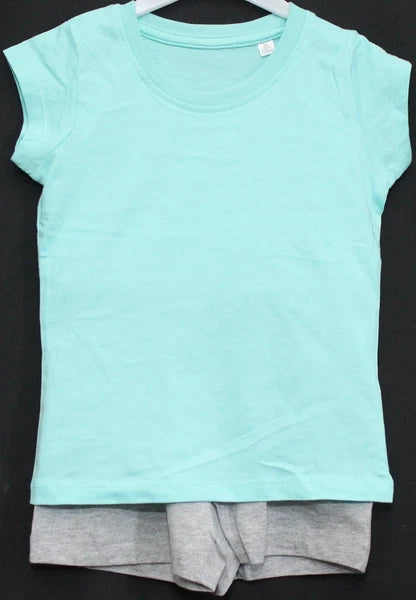 2 Pairs of Girls Plain Short Pyjamas /Mix & Match Shorty PJs in Sizes 3-10 years