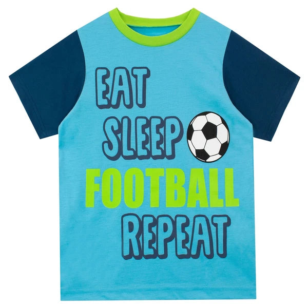 Eat Sleep Football Repeat Pyjamas Kids Boys Teens 12 13 Years PJs Blue Green