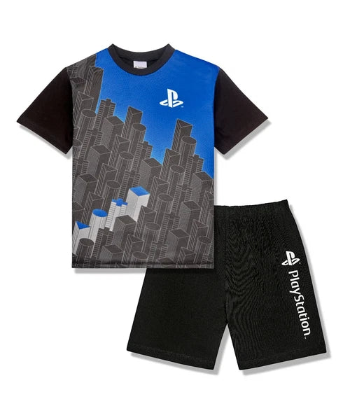 PlayStation Boys Pyjama Set Short Sleeve Summer Gaming PJs For Boys Girls Teens