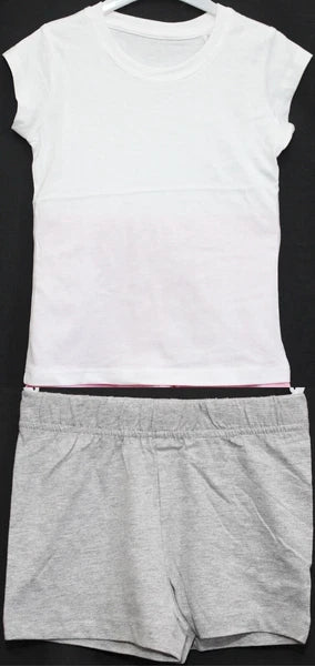 2 Pairs of Girls Plain Short Pyjamas /Mix & Match Shorty PJs in Sizes 3-10 years