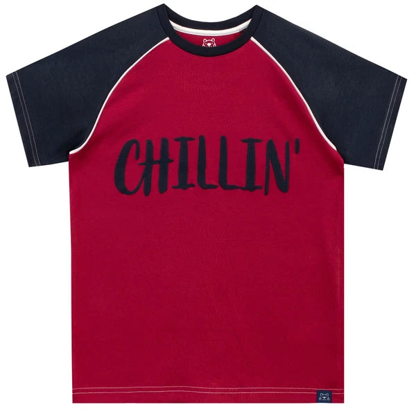Boys Pyjamas Pyjama Set PJs 6- 13 Years Short Sleeve Chillin Check Gift Black