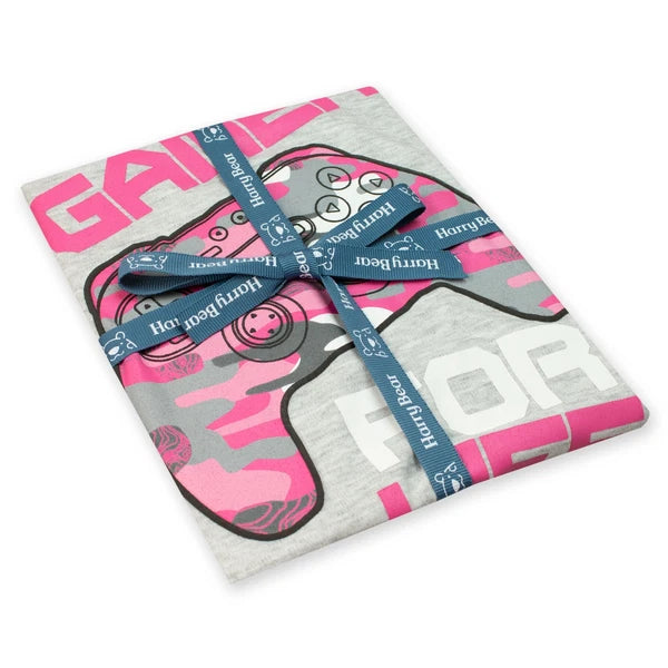 Gaming Pyjamas Kids Girls  6 7 8 9 10 11 12 13 Years PJs Camouflage Pink Grey