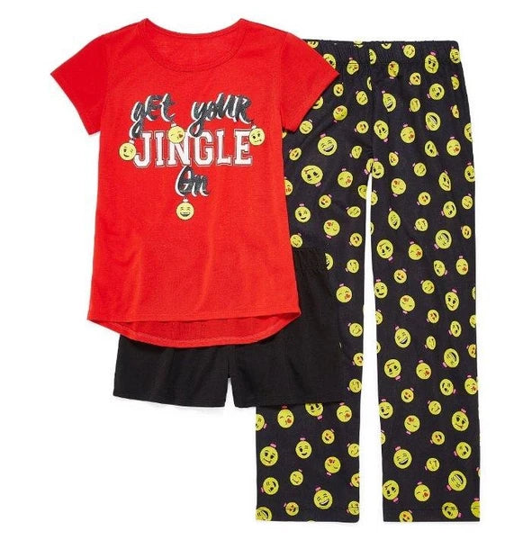 TOTAL GIRL 6-6X, 7-8 Christmas Jingle 3-Piece Pajama Set NWT